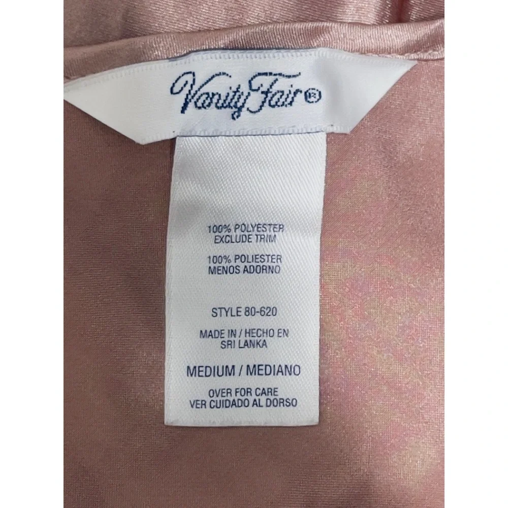 Vanity‎ Fair Women Satin Slip Dress Medium Rose Pink Midi Nightgown Romantic